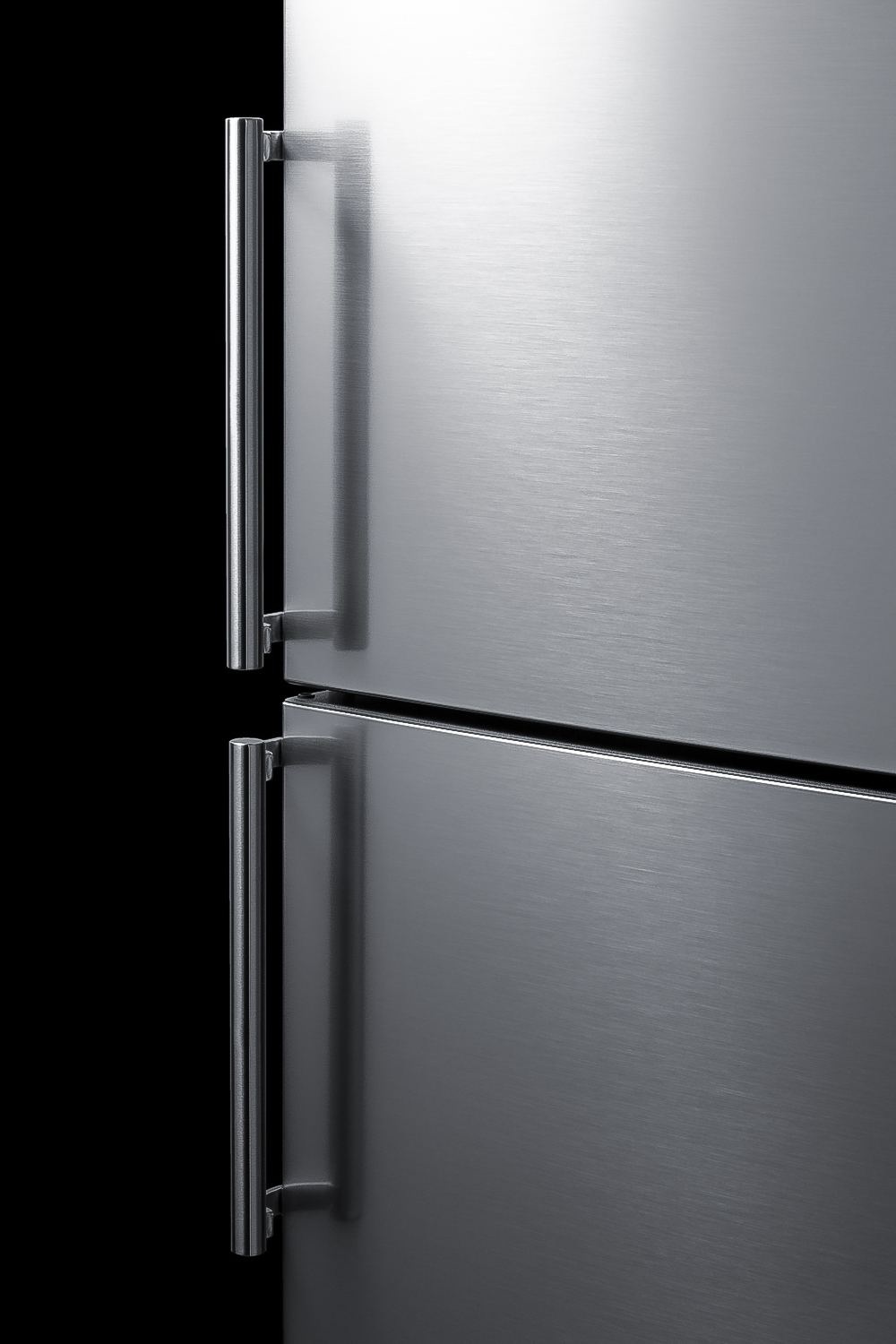 ENERGY STAR certified bottom freezer refrigerator in a stainless steel look with digital controls and a counter depth fit